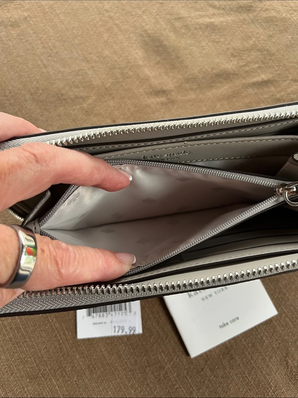 kate spade White Pebbled Leather Zip Wallet